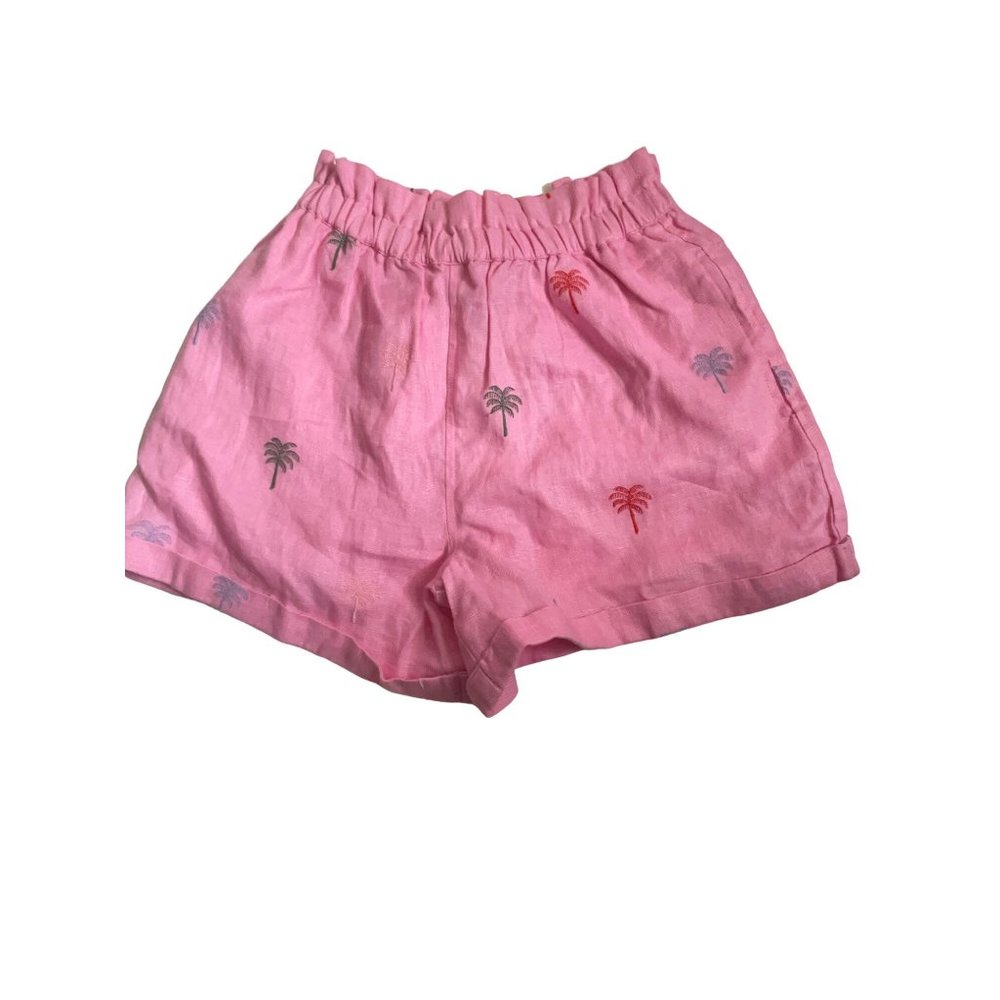 NWT Anthropologie FARM RIO Embroidered Pink Shorts Palm Trees Linen Size M - Picture 6 of 8